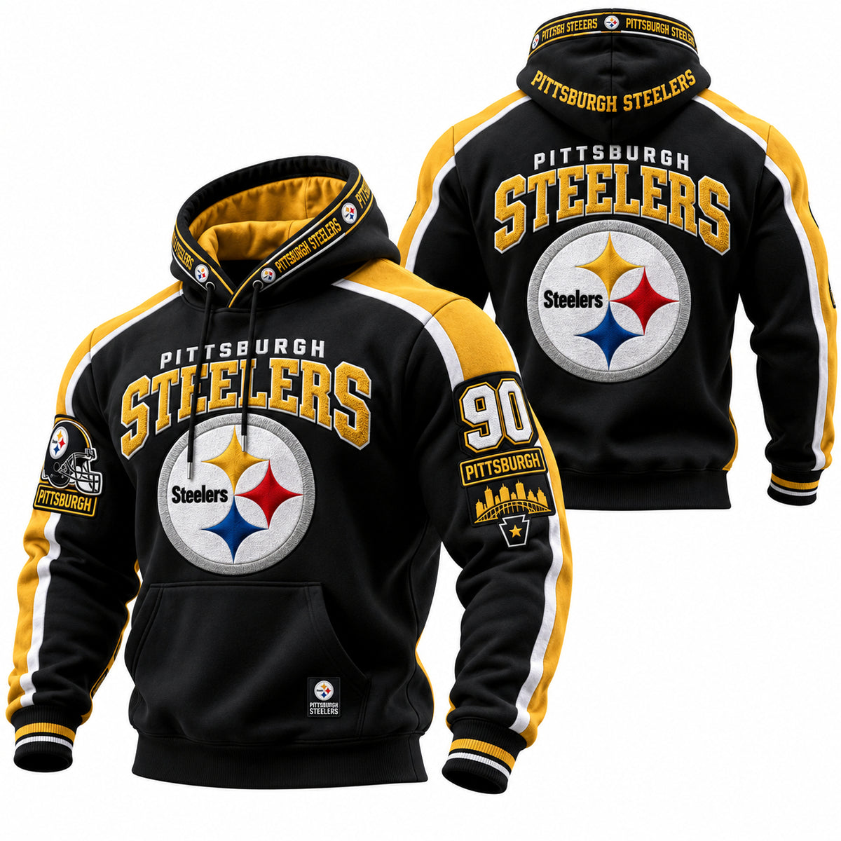 Rugby-print Hooded Sweatshirt