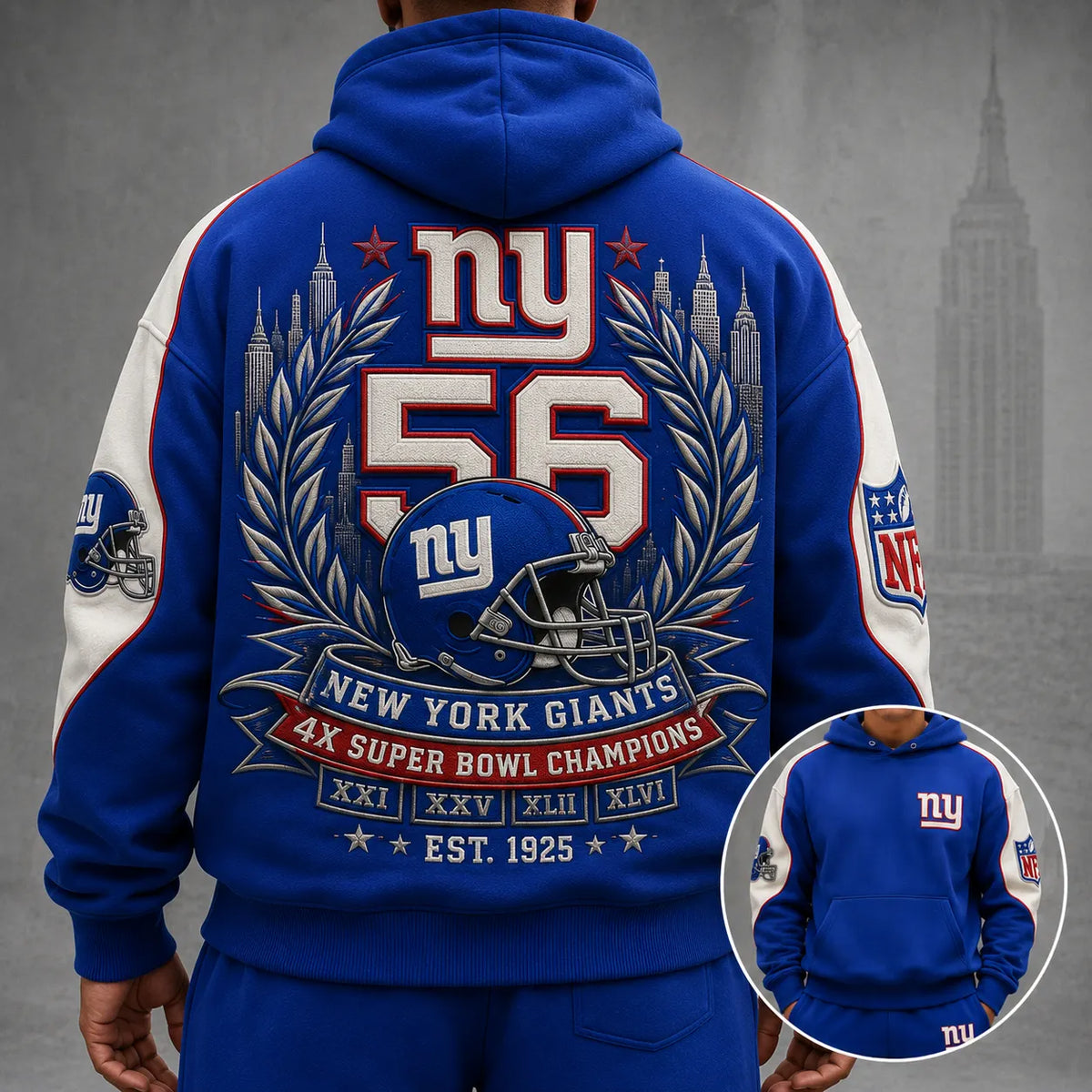Unisex Casual-Chic Rugby-Print Hoodie And Jogger Set