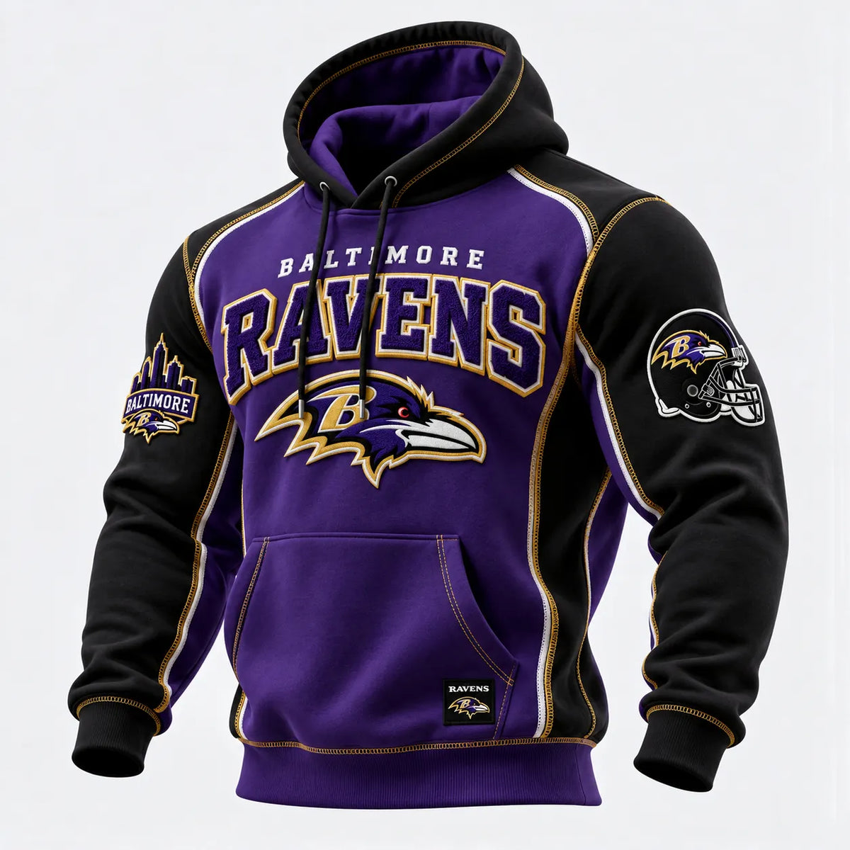 Rugby-print Hooded Sweatshirt