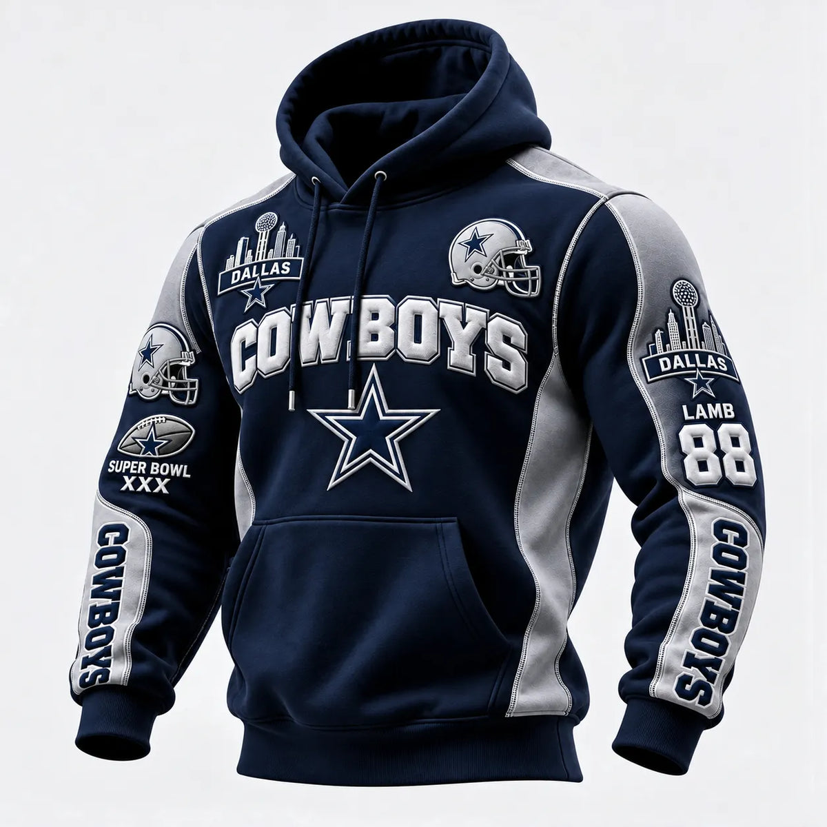Rugby-print Hooded Sweatshirt