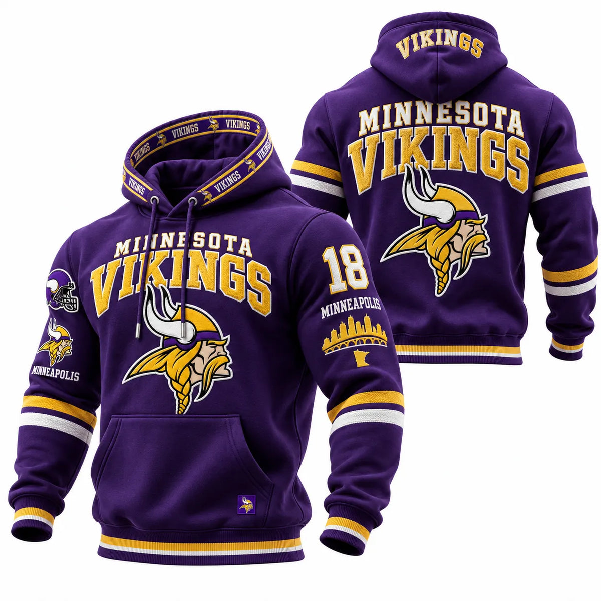Rugby-print Hooded Sweatshirt