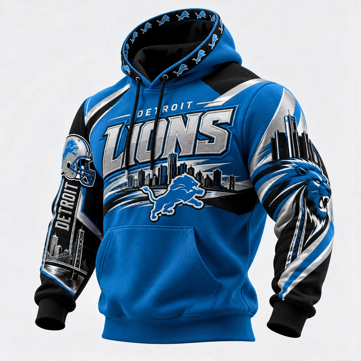 Rugby-print Hooded Sweatshirt