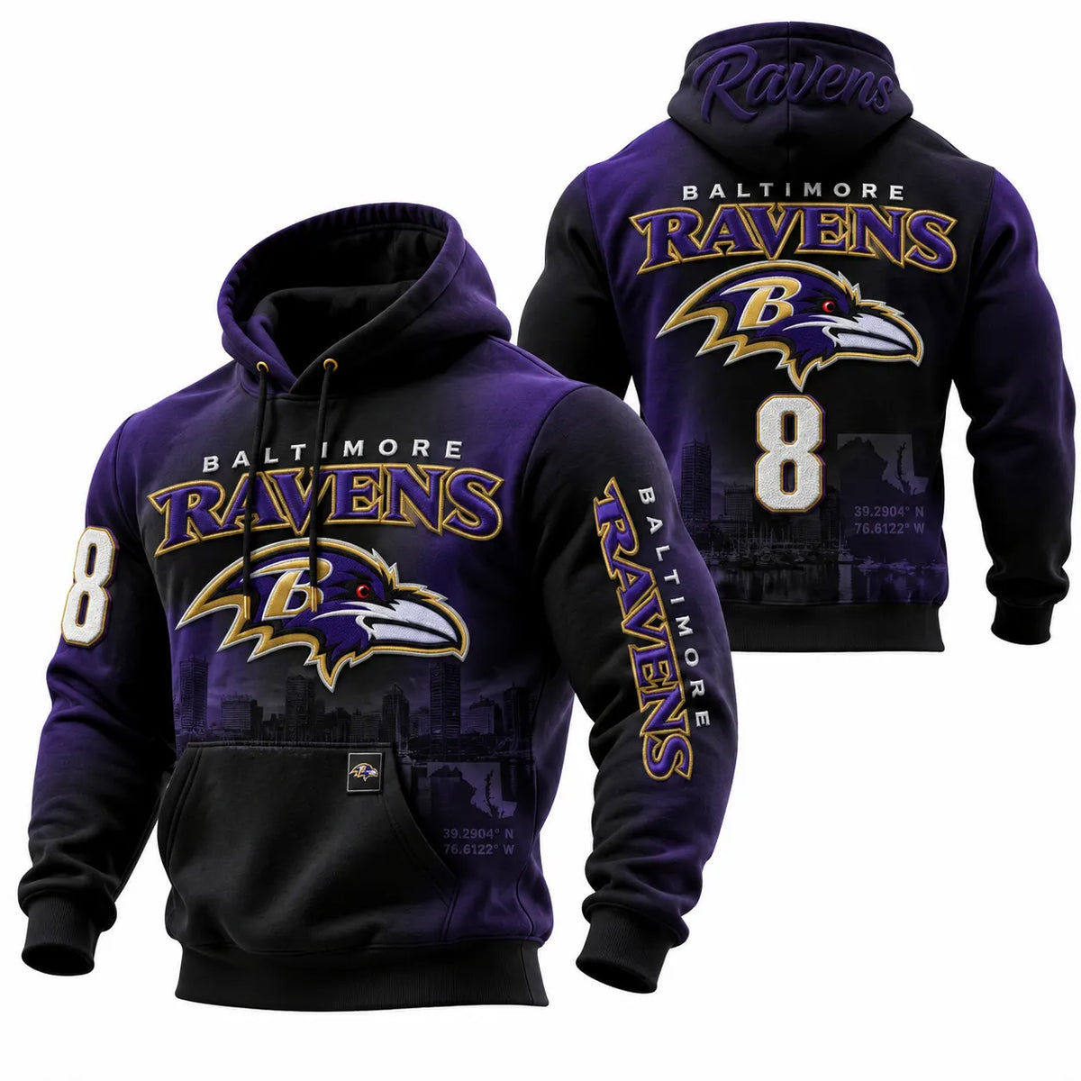 Rugby-print Hooded Sweatshirt