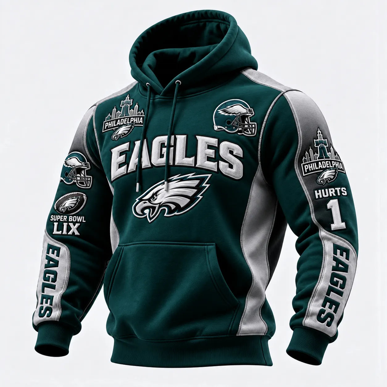 Rugby-print Hooded Sweatshirt