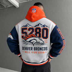 Unisex Casual-chic Rugby-print Hoodie