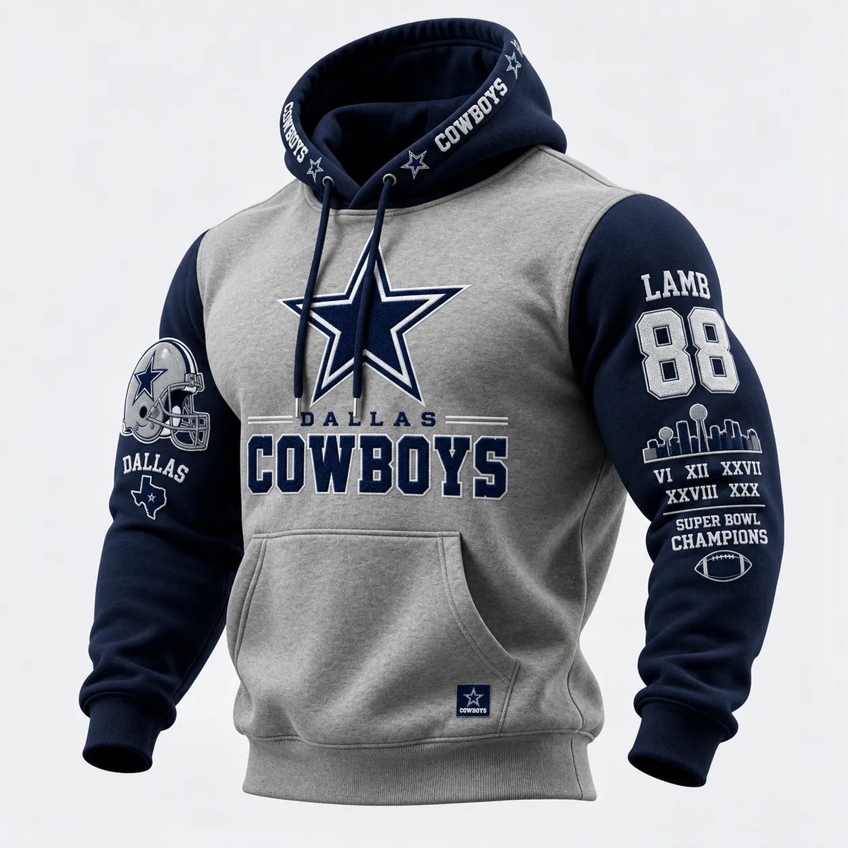 Rugby-print Hooded Sweatshirt