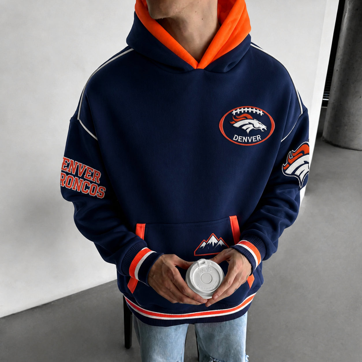 Unisex Casual-chic Rugby-print Hoodie