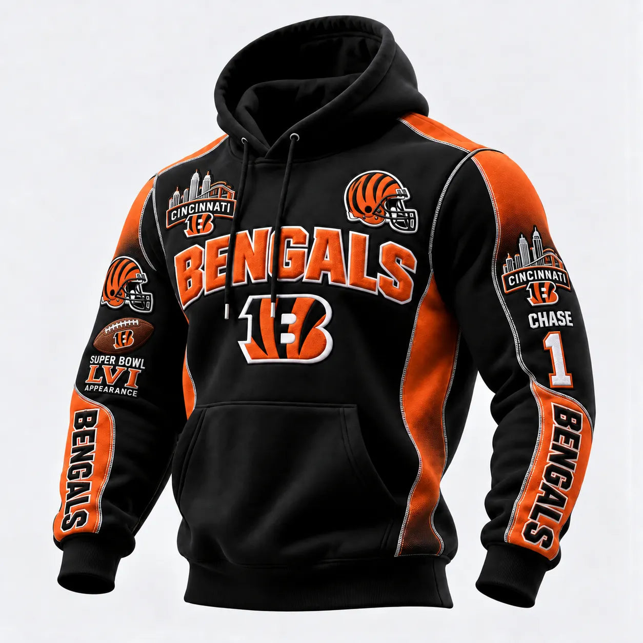 Rugby-print Hooded Sweatshirt