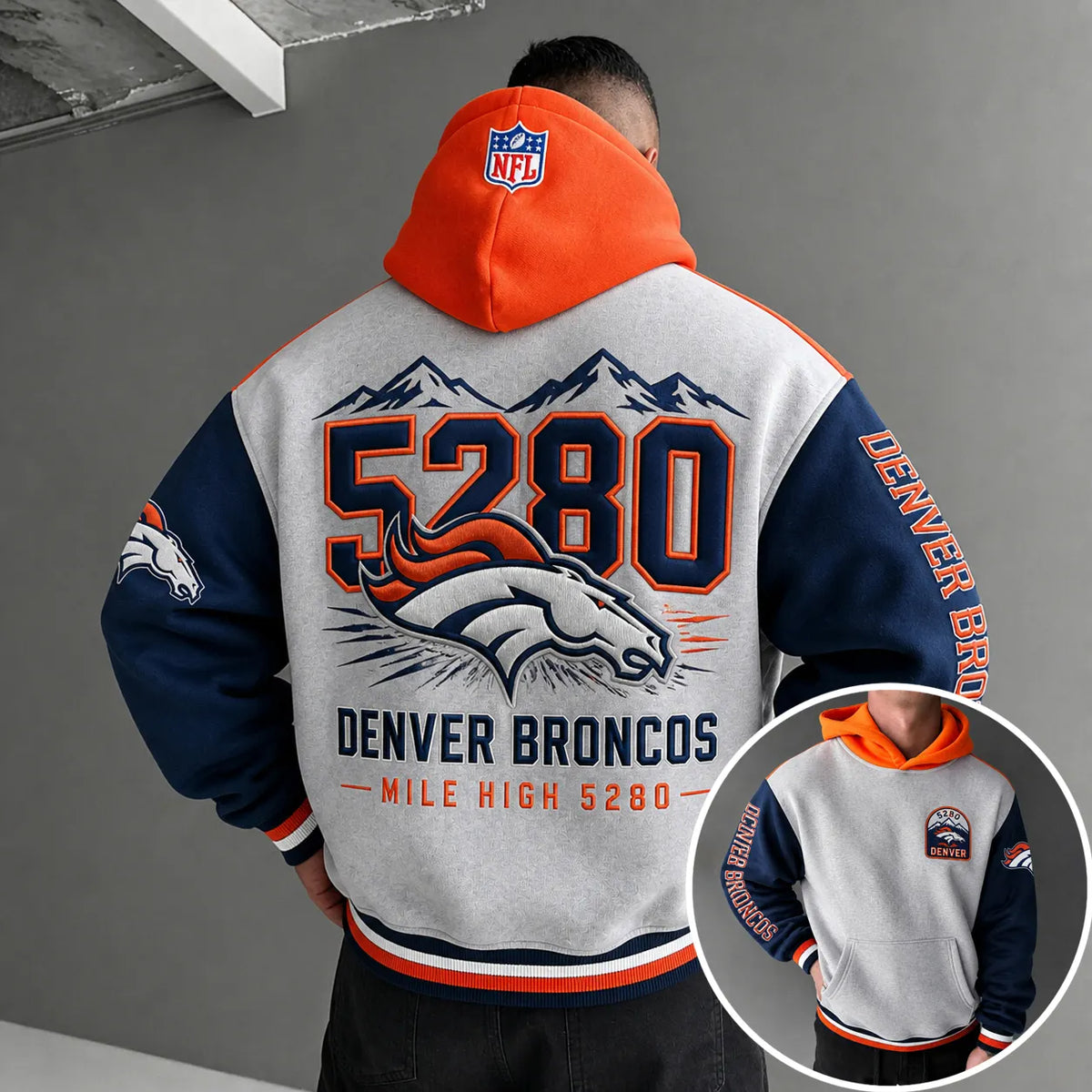 Unisex Casual-chic Rugby-print Hoodie