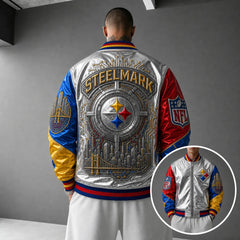 Rugby-print Zip-up Jacket With A Baseball Collar