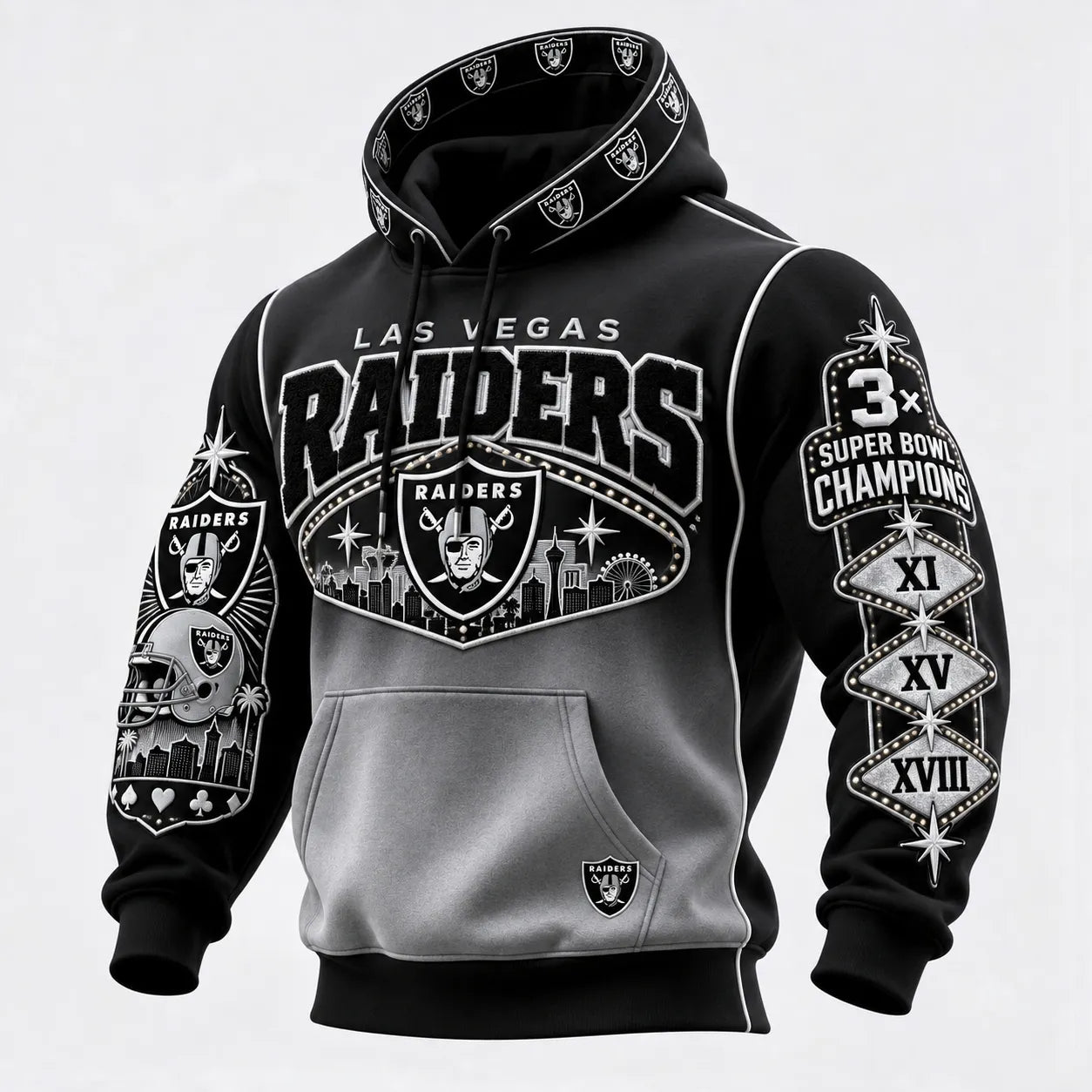 Rugby-print Hooded Sweatshirt