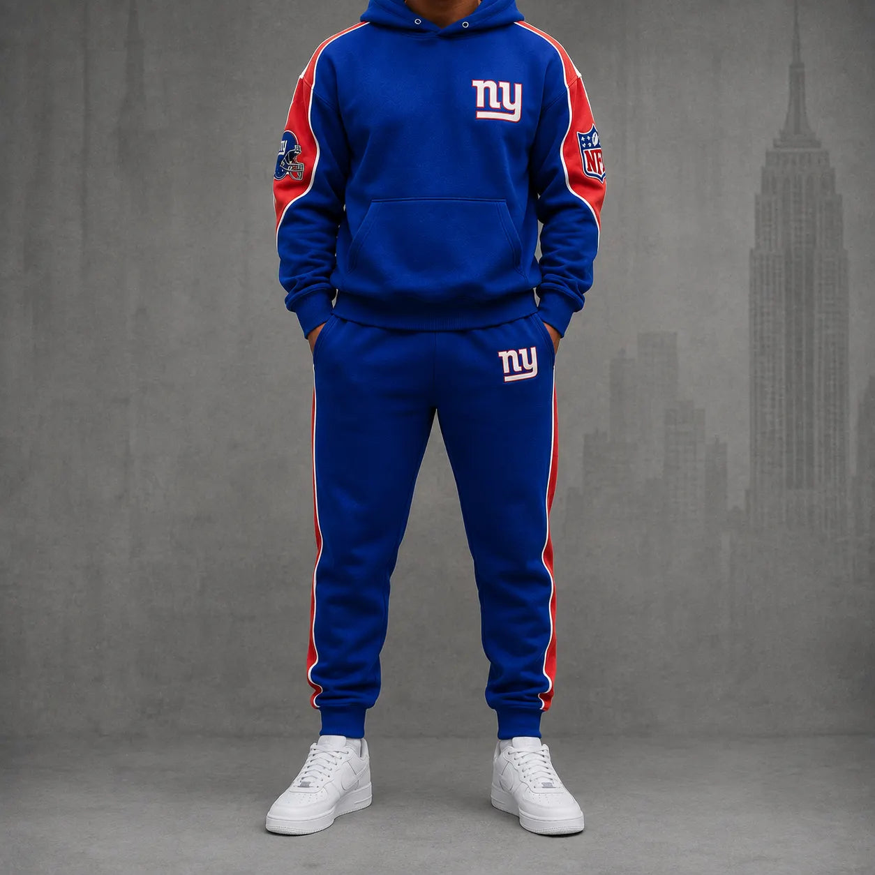 Unisex Casual-Chic Rugby-Print Hoodie And Jogger Set