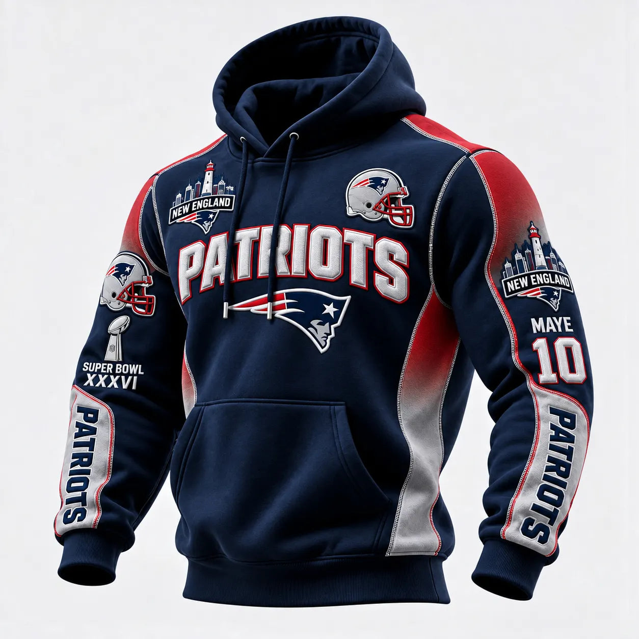 Rugby-print Hooded Sweatshirt