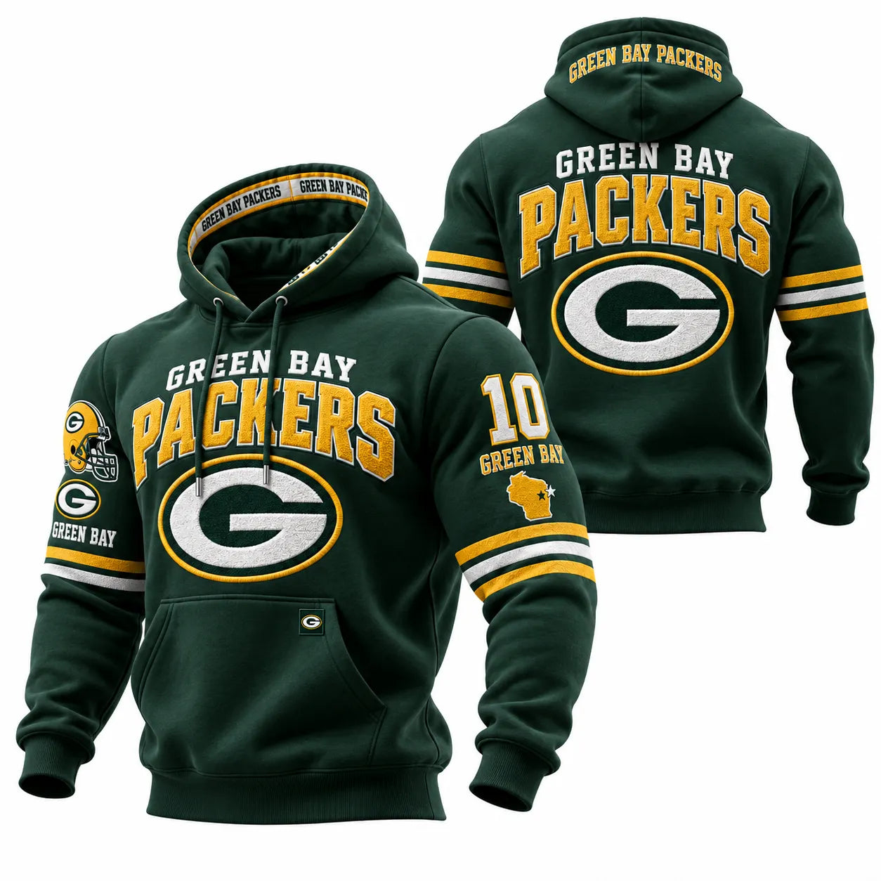 Rugby-print Hooded Sweatshirt