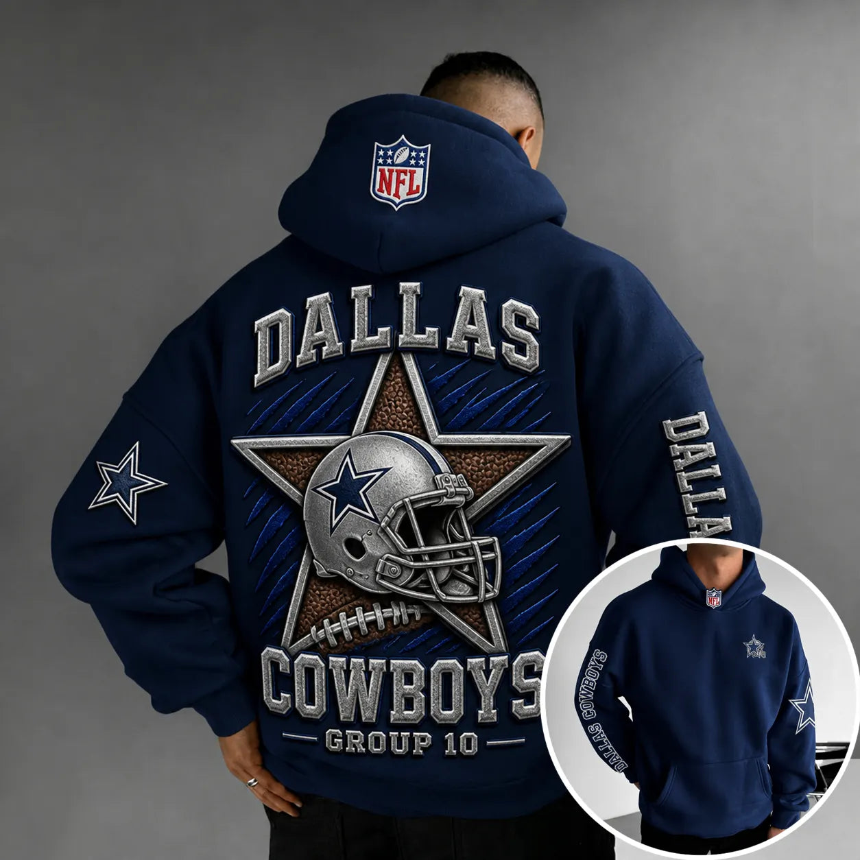 Unisex Casual-chic Rugby-print Hoodie