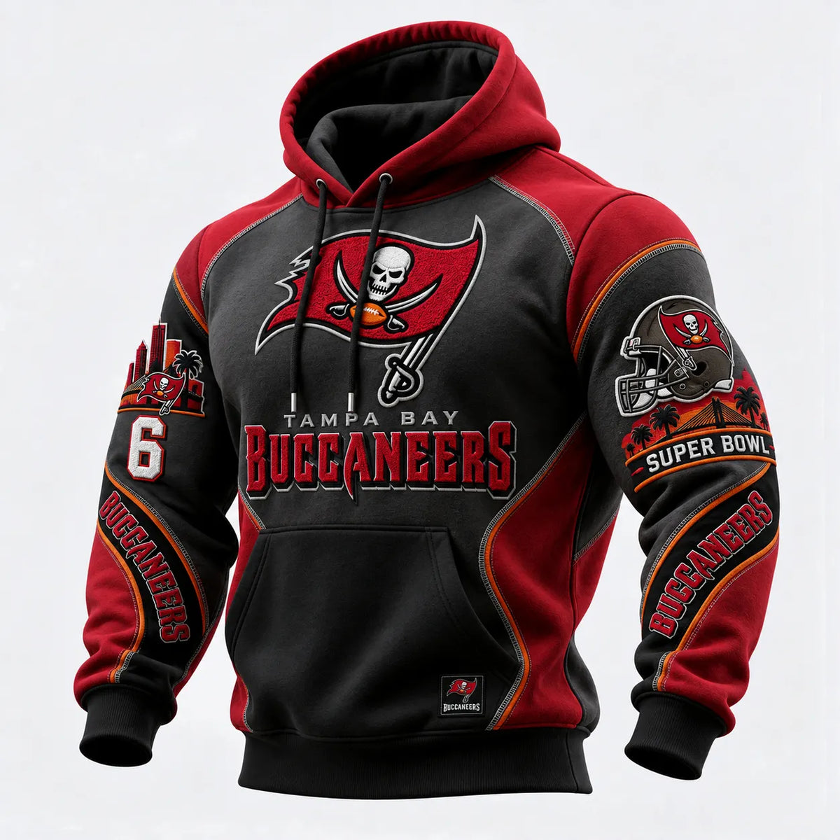 Rugby-print Hooded Sweatshirt