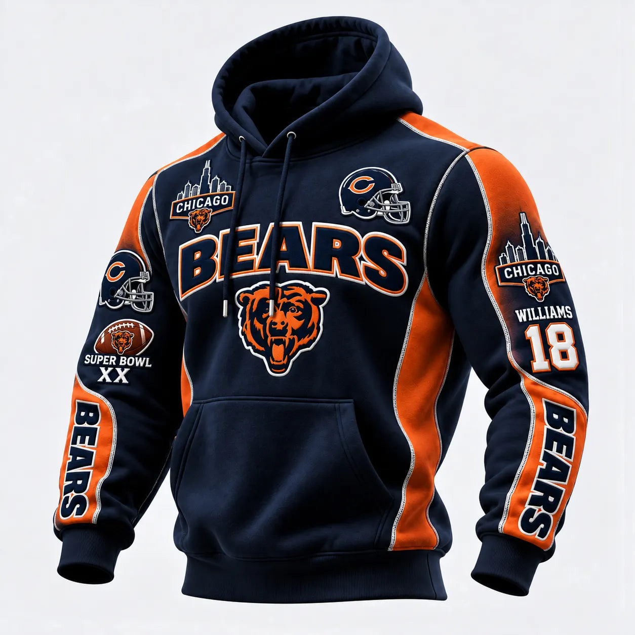 Rugby-print Hooded Sweatshirt
