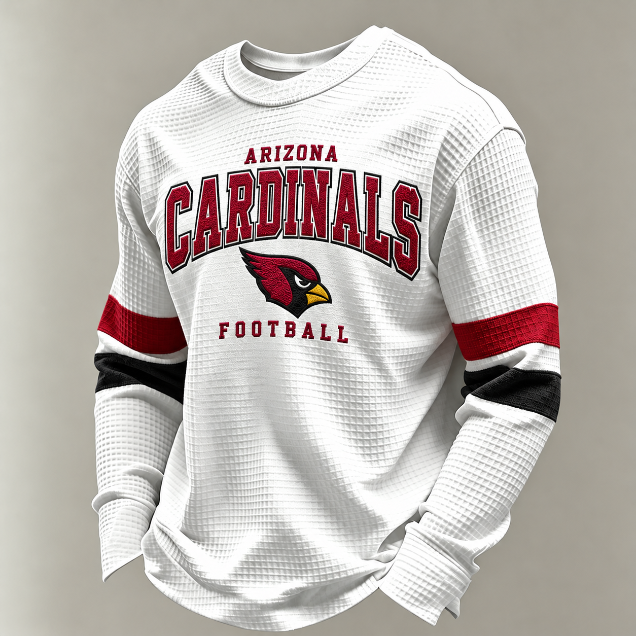 Arizona Cardinals Classic Football white waffle long sleeve football fan shirt