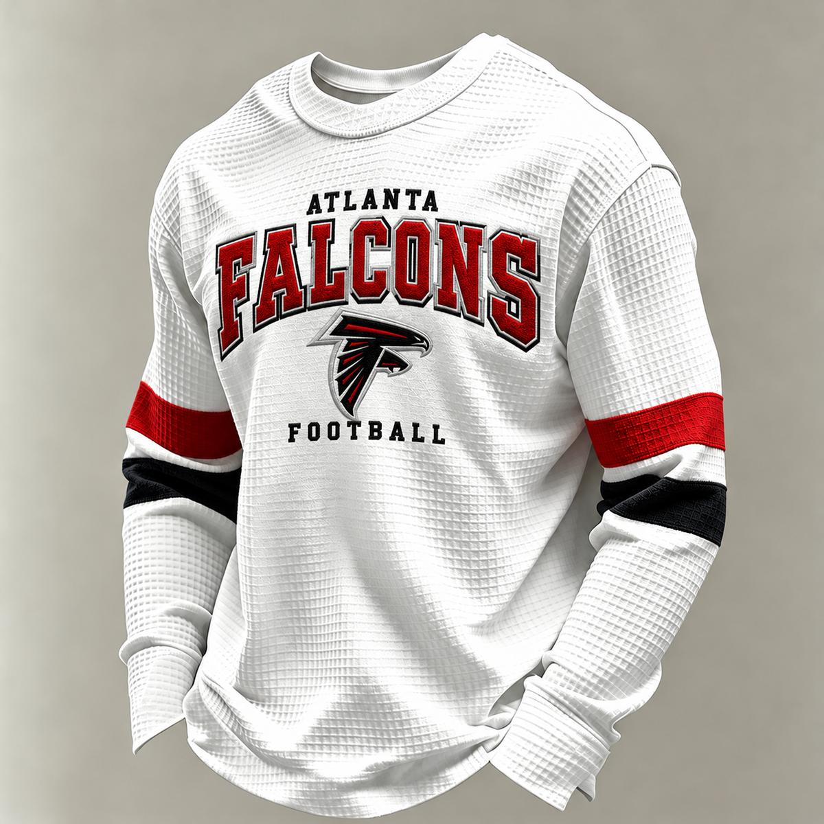 Atlanta Falcons Classic Football white waffle long sleeve football fan shirt