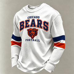 Chicago Bears Classic Football white waffle long sleeve football fan shirt