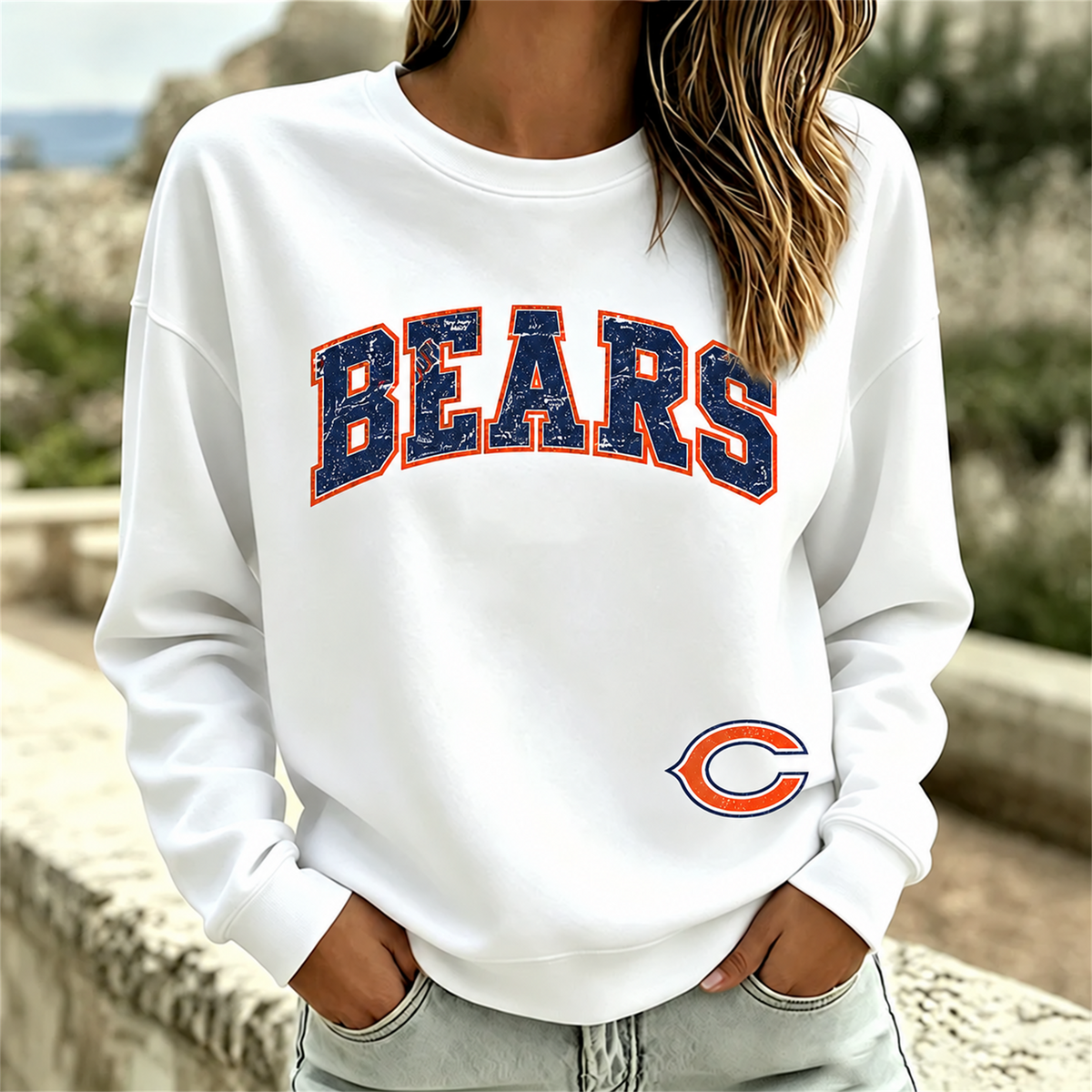 Chicago Bears NFL football fan waffle long sleeve shirt
