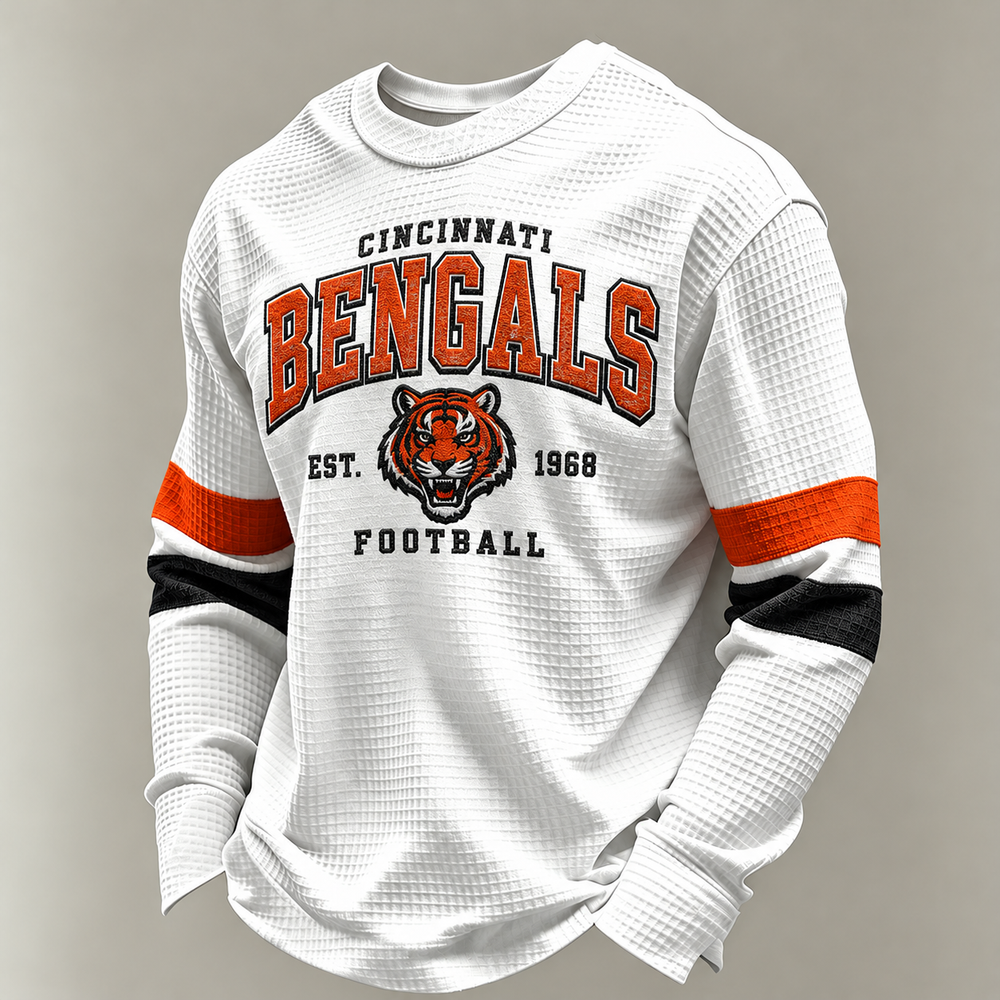 Cincinnati Bengals Vintage Heritage white waffle long sleeve football fan shirt