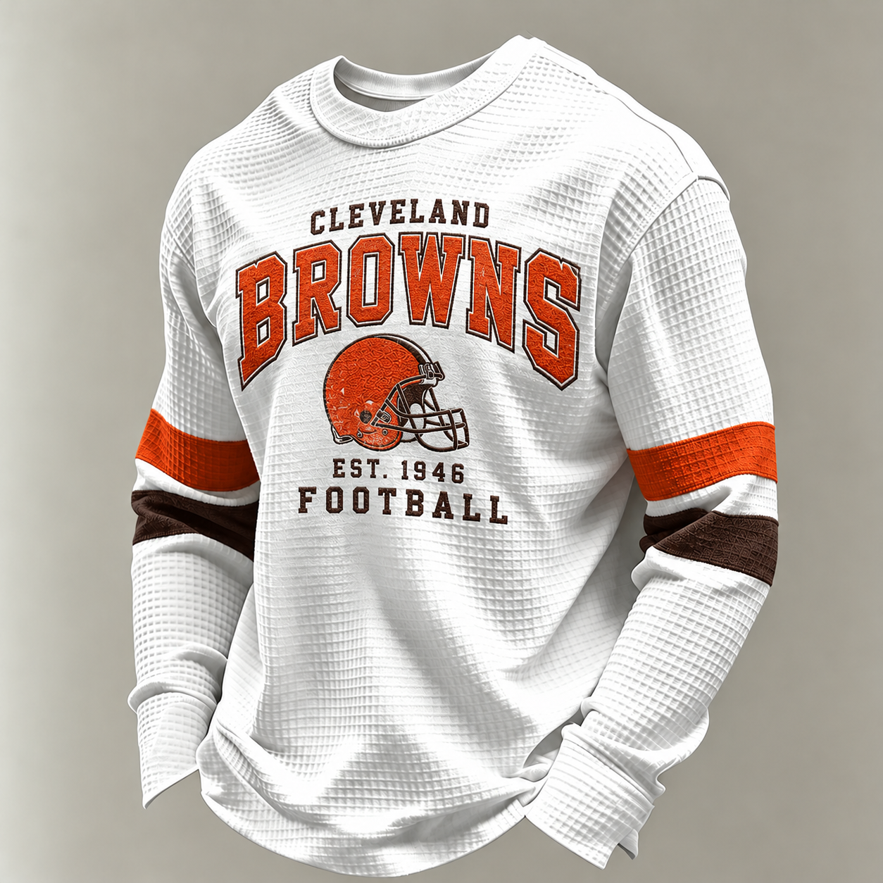 Cleveland Browns Vintage Heritage white waffle long sleeve football fan shirt