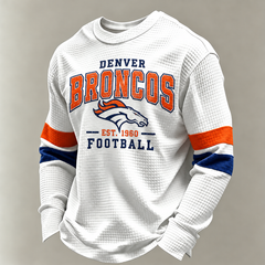 Denver Broncos Vintage Heritage white waffle long sleeve football fan shirt
