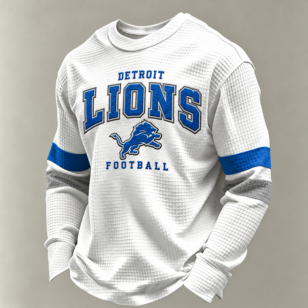 Detroit Lions Classic Football white waffle long sleeve football fan shirt
