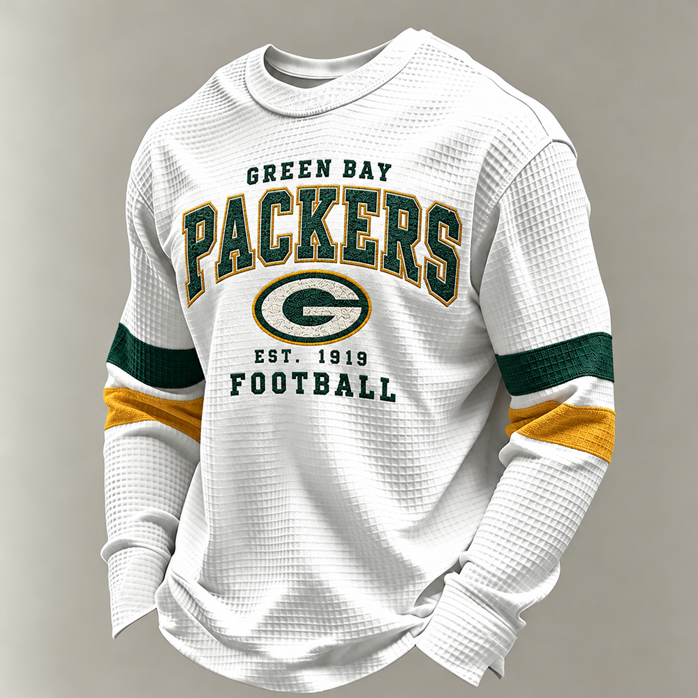 Green Bay Packers Vintage Heritage white waffle long sleeve football fan shirt