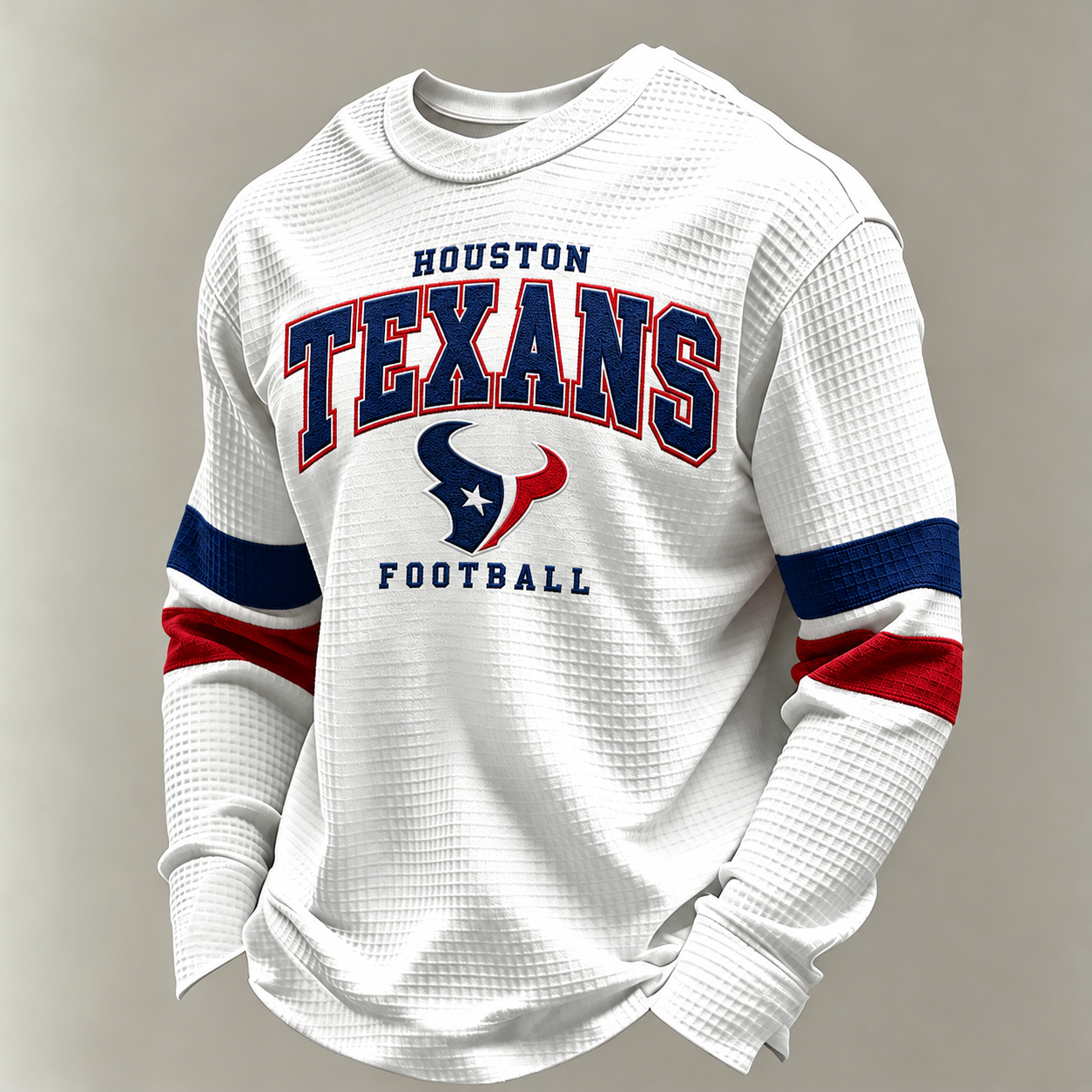 Houston Texans Classic Football white waffle long sleeve football fan shirt