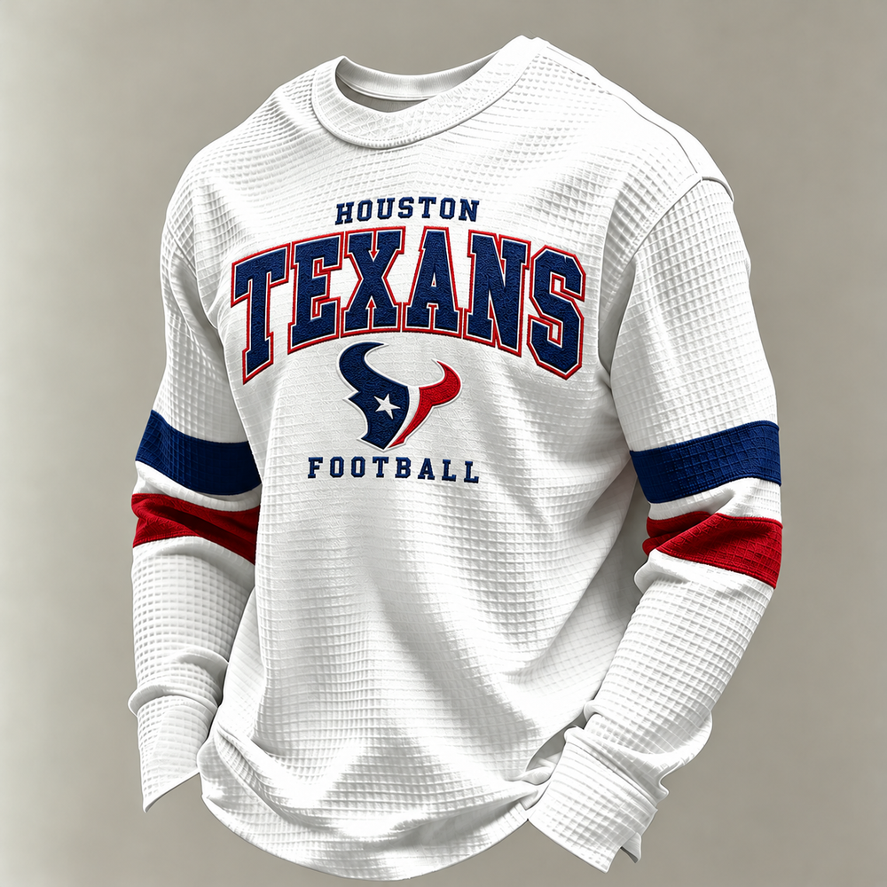 Houston Texans Classic Football white waffle long sleeve football fan shirt