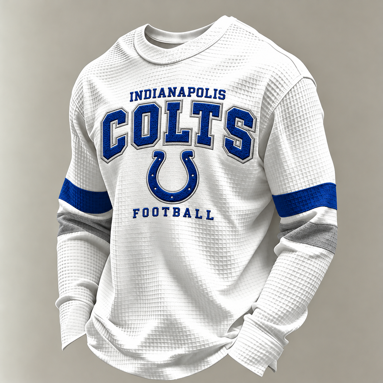 Indianapolis Colts Classic Football white waffle long sleeve football fan shirt