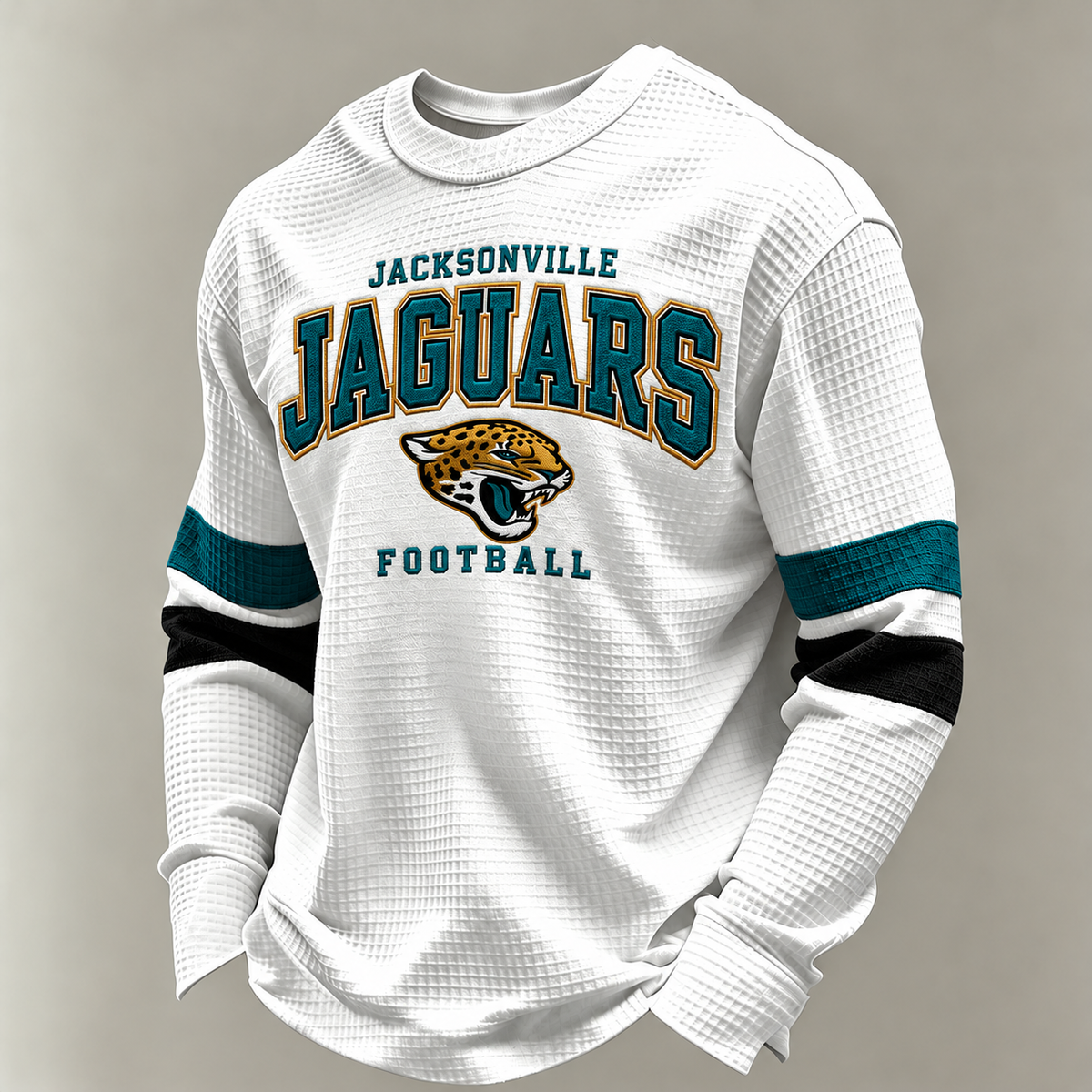 Jacksonville Jaguars Classic Football white waffle long sleeve football fan shirt