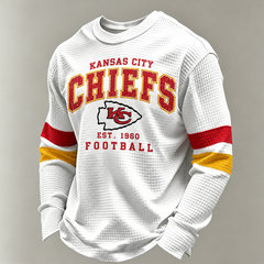 Kansas City Chiefs Vintage Heritage white waffle long sleeve football fan shirt
