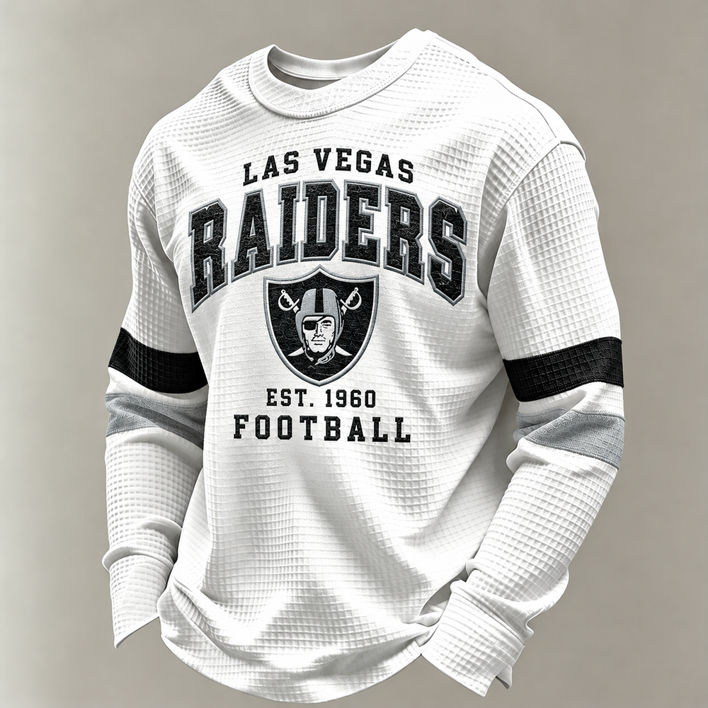 Las Vegas Raiders Vintage Heritage white waffle long sleeve football fan shirt
