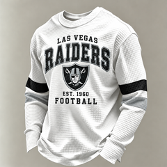 Las Vegas Raiders Vintage Heritage white waffle long sleeve football fan shirt