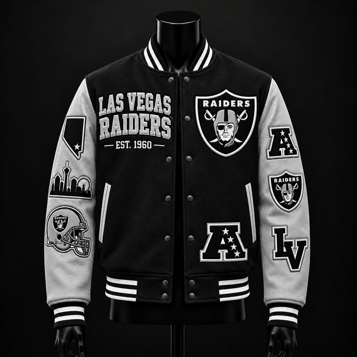 Las Vegas Raiders NFL football fan waffle long sleeve shirt