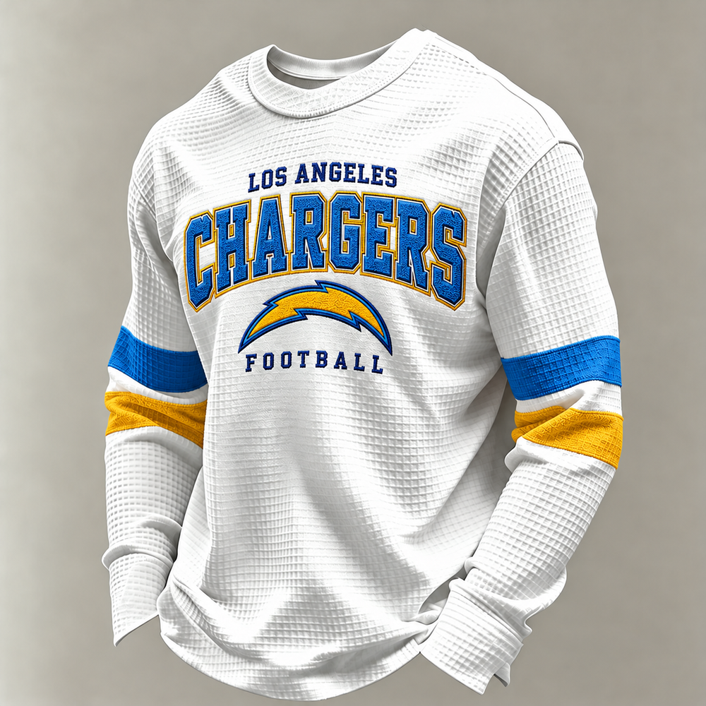 Los Angeles Chargers Classic Football white waffle long sleeve football fan shirt