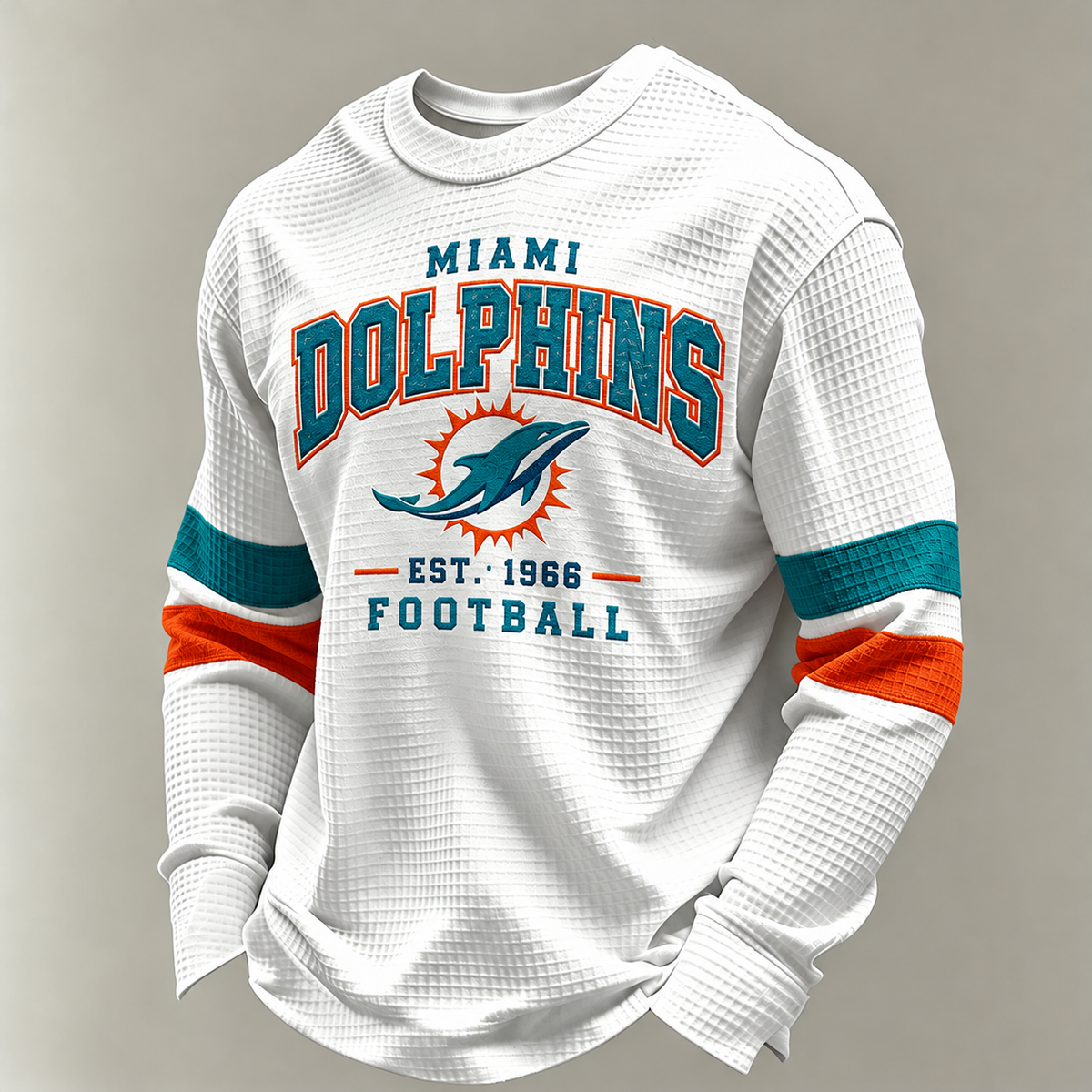Miami Dolphins Vintage Heritage white waffle long sleeve football fan shirt