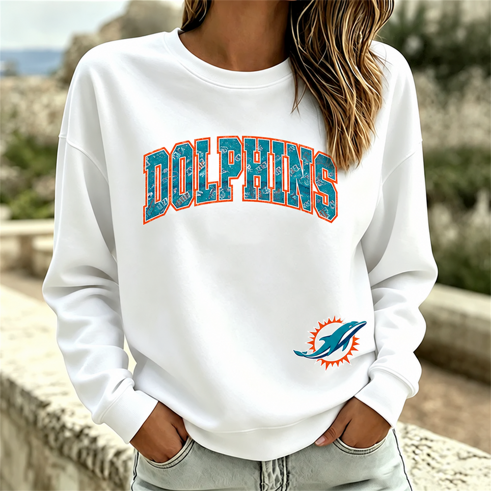 Miami Dolphins NFL football fan waffle long sleeve shirt