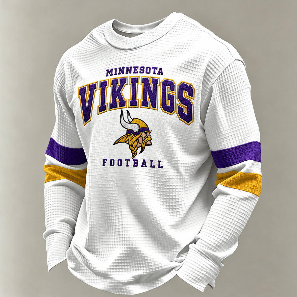 Minnesota Vikings Classic Football white waffle long sleeve football fan shirt