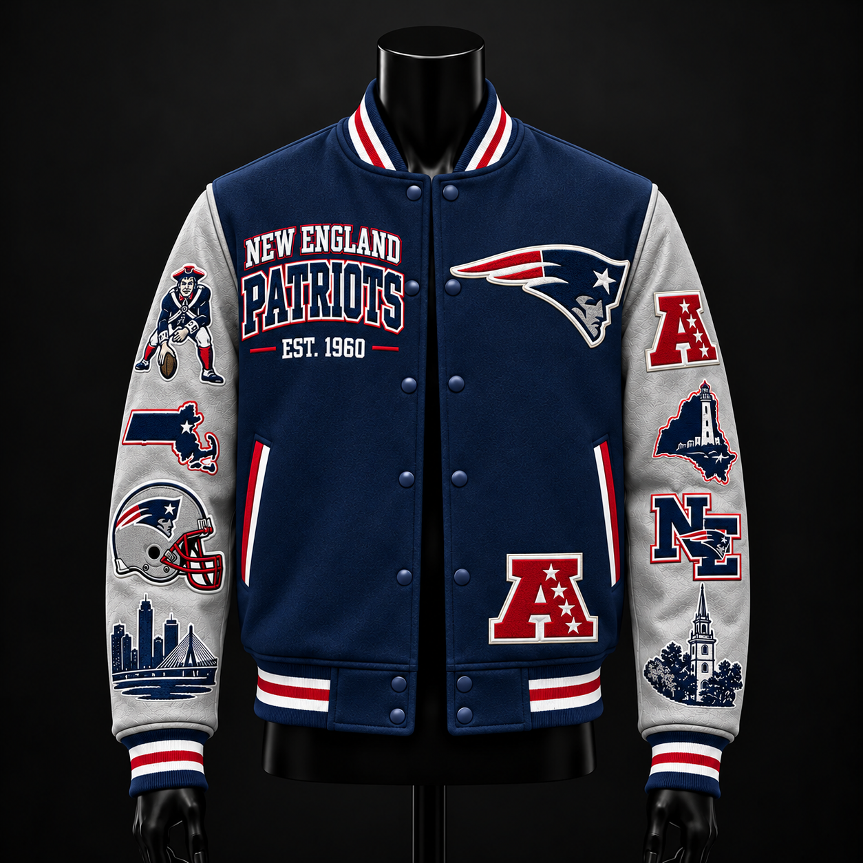 New England Patriots NFL football fan waffle long sleeve shirt