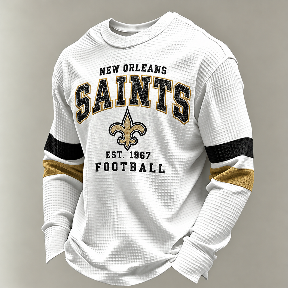 New Orleans Saints Vintage Heritage white waffle long sleeve football fan shirt