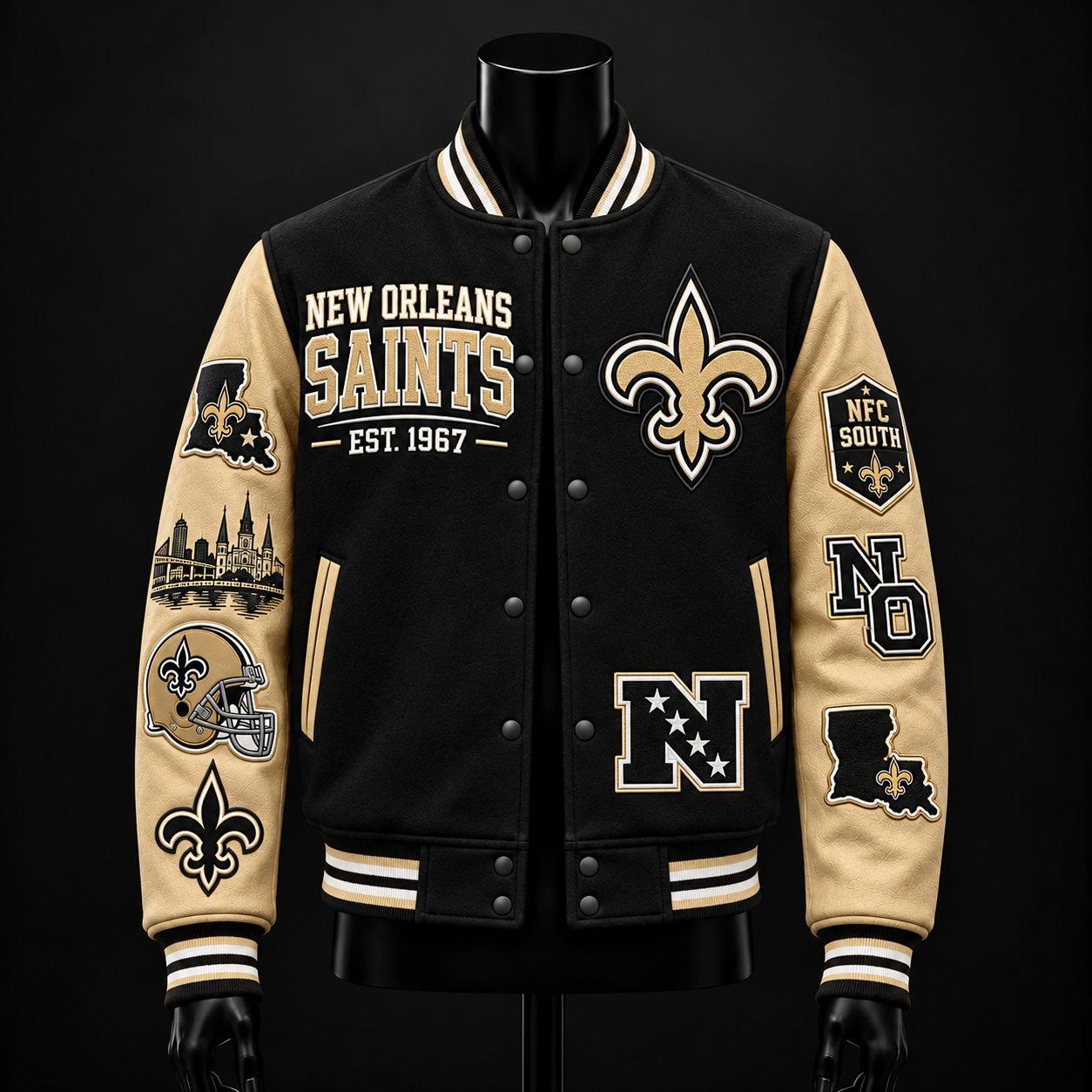 New Orleans Saints NFL football fan waffle long sleeve shirt