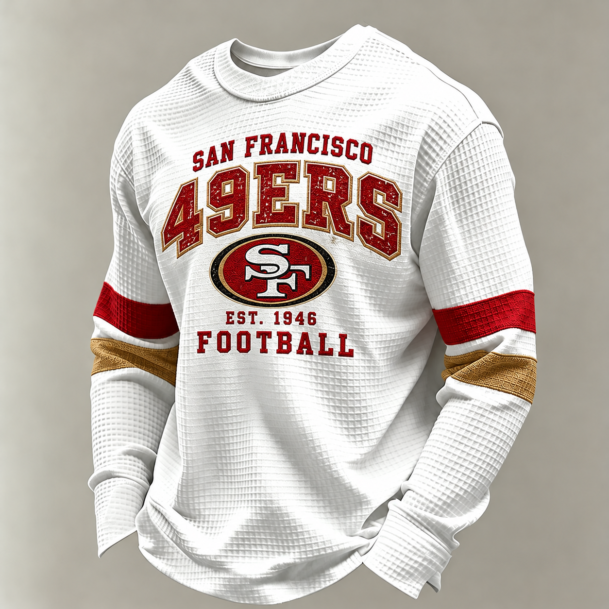 San Francisco 49ers Vintage Heritage white waffle long sleeve football fan shirt