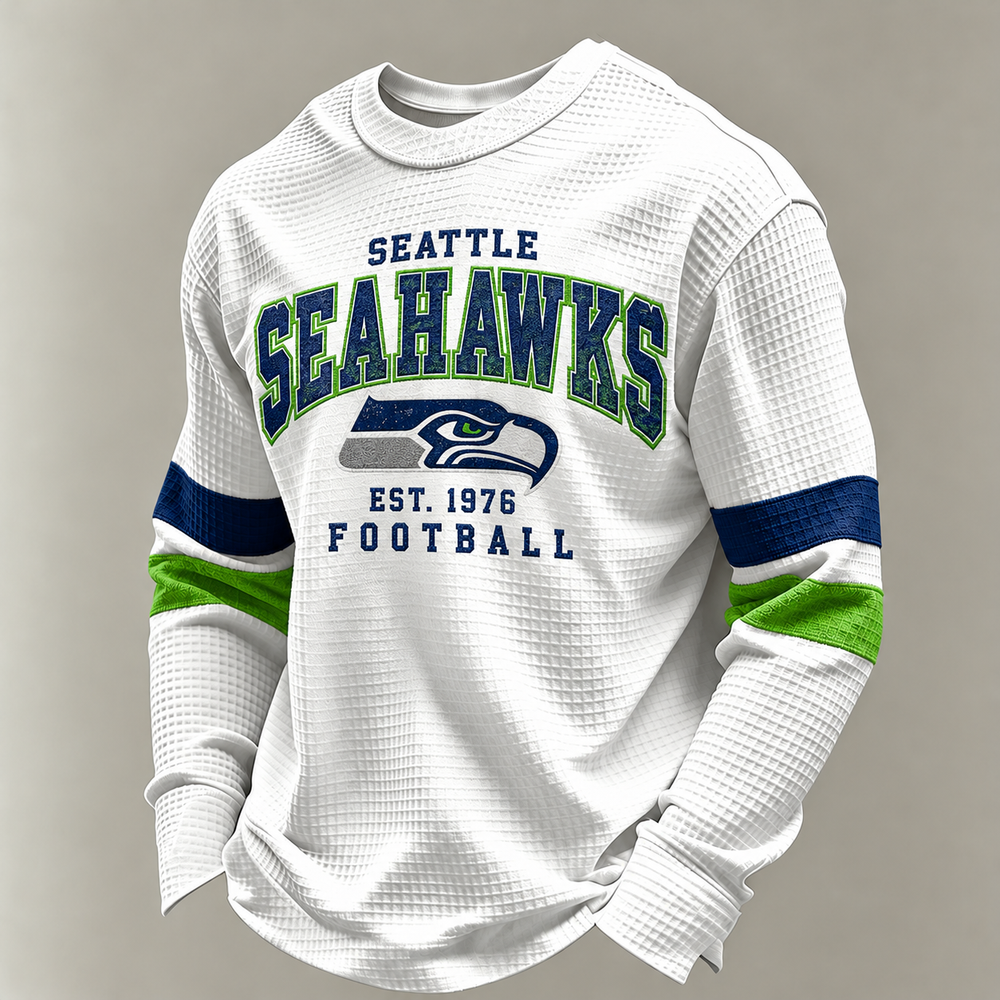 Seattle Seahawks Vintage Heritage white waffle long sleeve football fan shirt