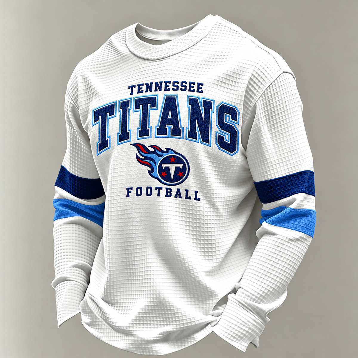 Tennessee Titans Classic Football white waffle long sleeve football fan shirt