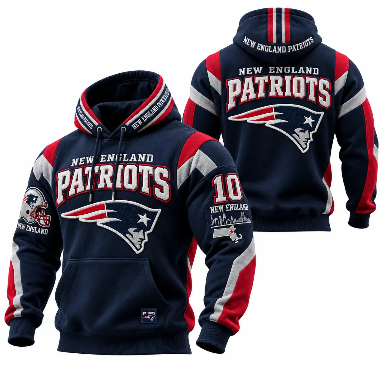 Rugby-print Hooded Sweatshirt