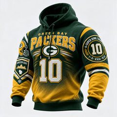 Rugby-print Hooded Sweatshirt